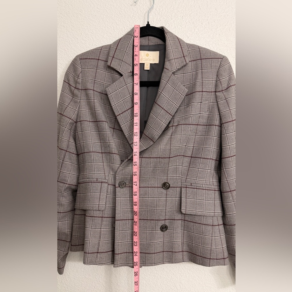 ❗️Rare❗️Etcetera cream Gray and Red Checkered Blazer size 00